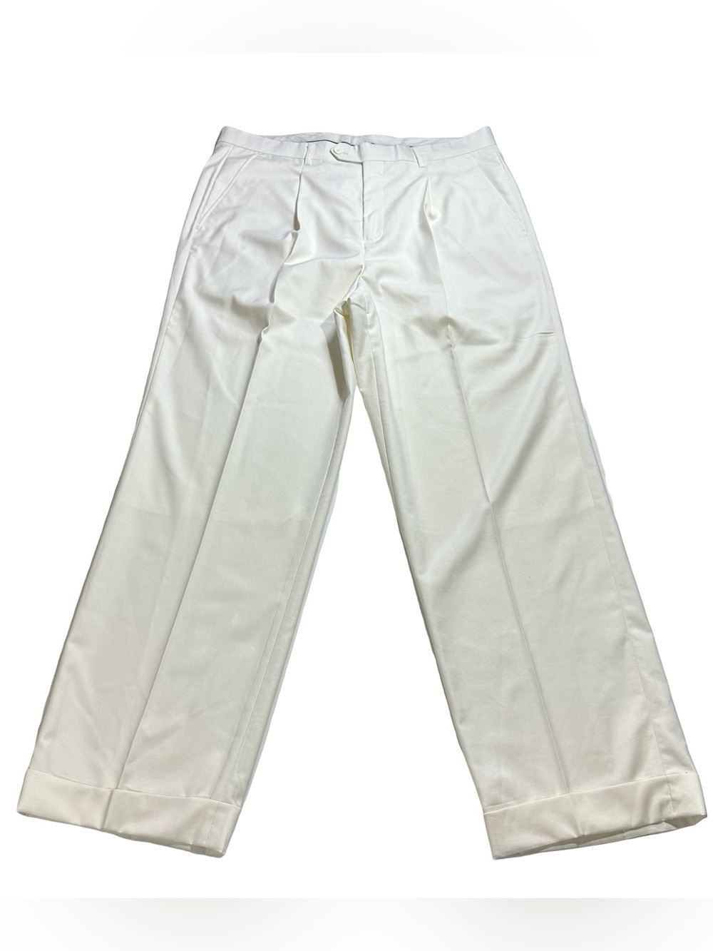 Giorgio Fiorelli White Pleated Cuffed Dress Trousers Slacks Pants Mens Sz 36x30